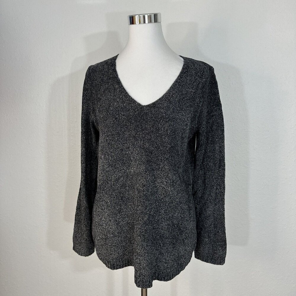 Spense Knits Sweater Womans Size M V-neck Soft Chenille Knit  Black Stretch NWT